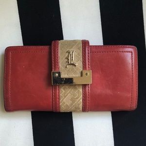 L.A.M.B. Red Leather Bifold Wallet